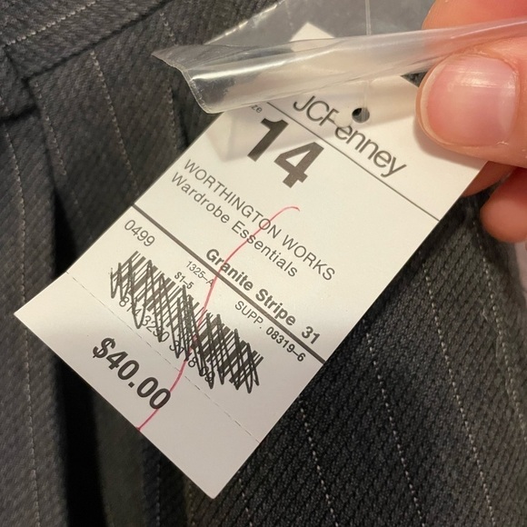 Worthington Size 14 Granite Gray Striped Business Slacks - Picture 4 of 6